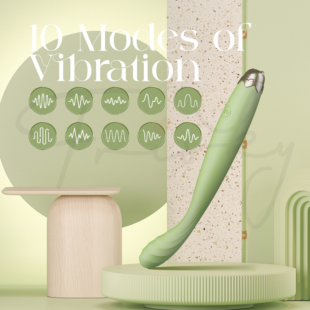 Numi vibrator showcasing 10 modes of vibration with graphical icons representing intensity levels.