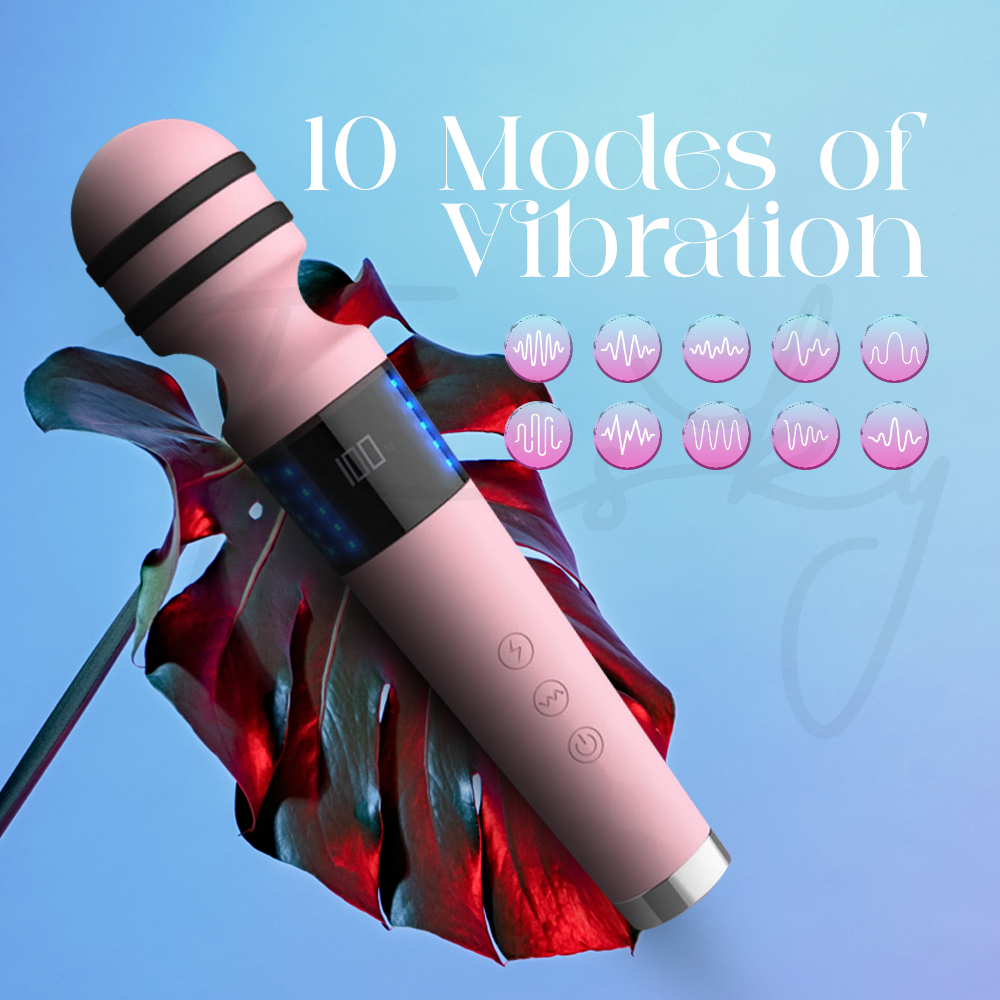 Roge - Electric Shock LED Display AV Wand Vibrator, Adult Female Rechargeable Sex Toys