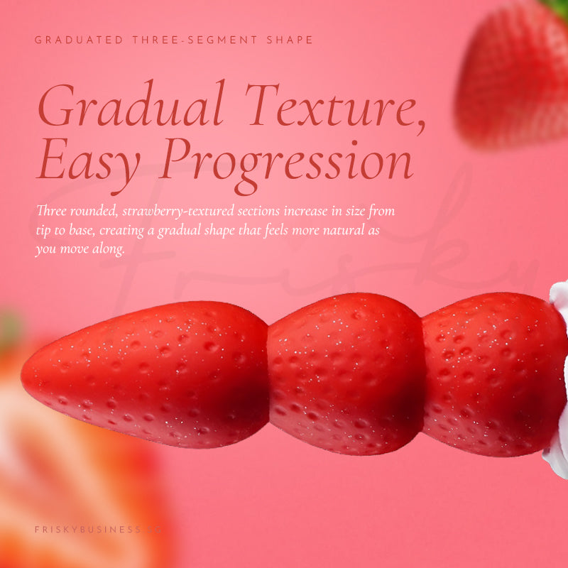 Gradual Texture, Easy Progression close-up of the plug’s strawberry-textured segments on pink background