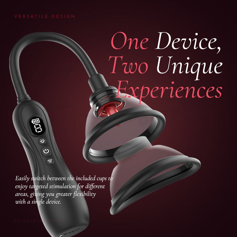 Black and gray device with text 'One Device, Two Unique Experiences' on a dark background