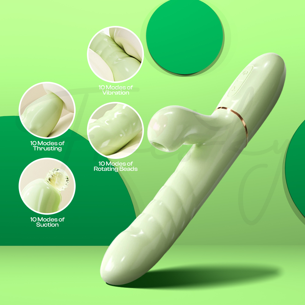 Viridian Bliss – Rotating Beads Thrusting + Suction Vibrator