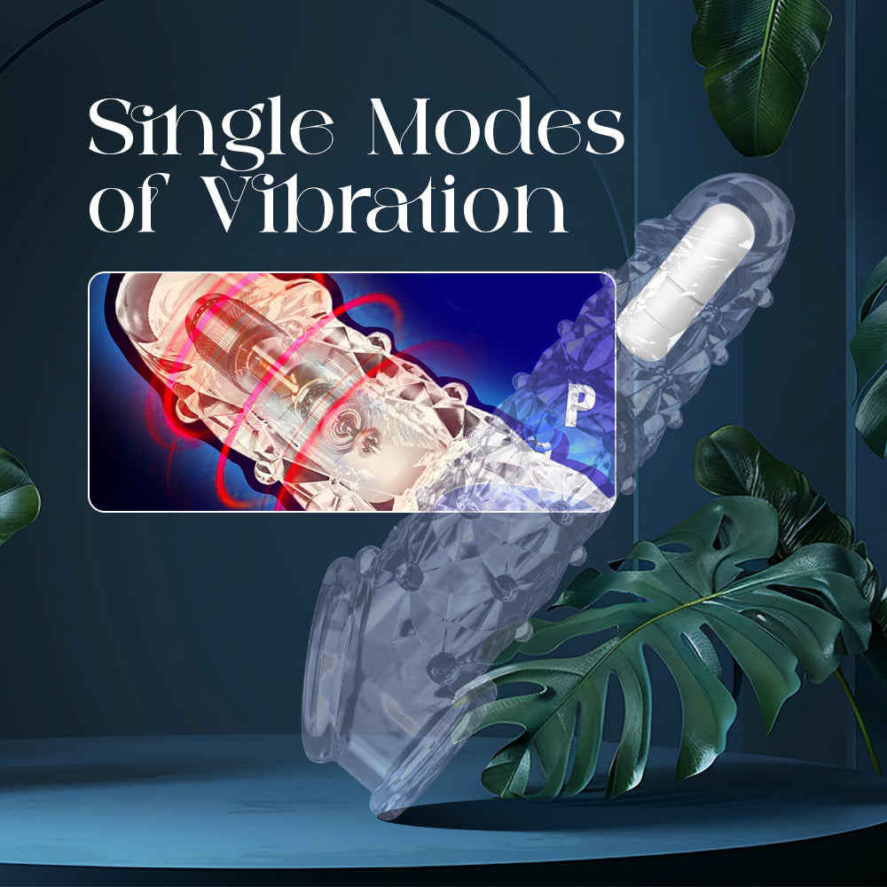 Clear vibrating extender shown upright highlighting its single vibration mode