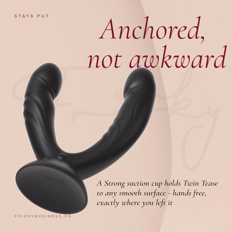 TwinTease - Dual Dildo Vibrator With Suction Cup and Remote Control, Female Rechargeable Sex Toys