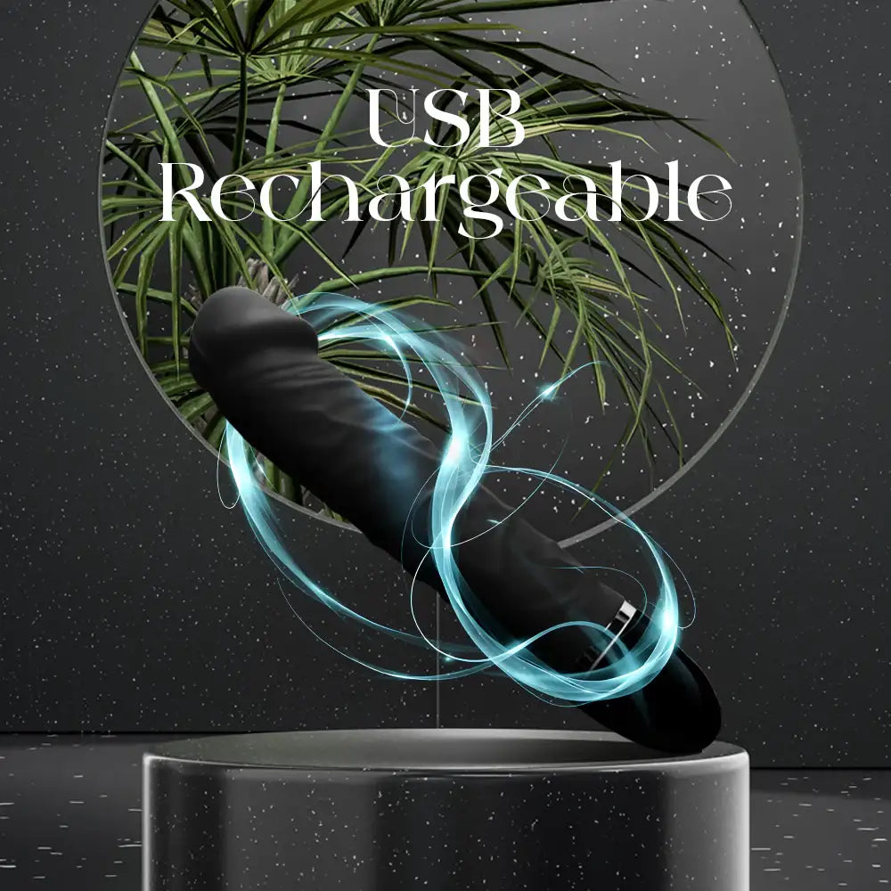 Black Dildo Vibrator Strong 7 Modes Vibration - Frisky Business Adult Sex Toys Shop