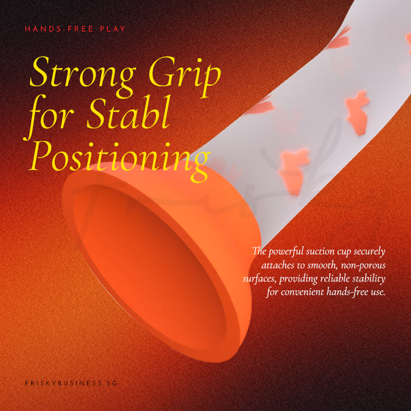 Bloom Glow silicone toy with a wide orange base for stable positioning
