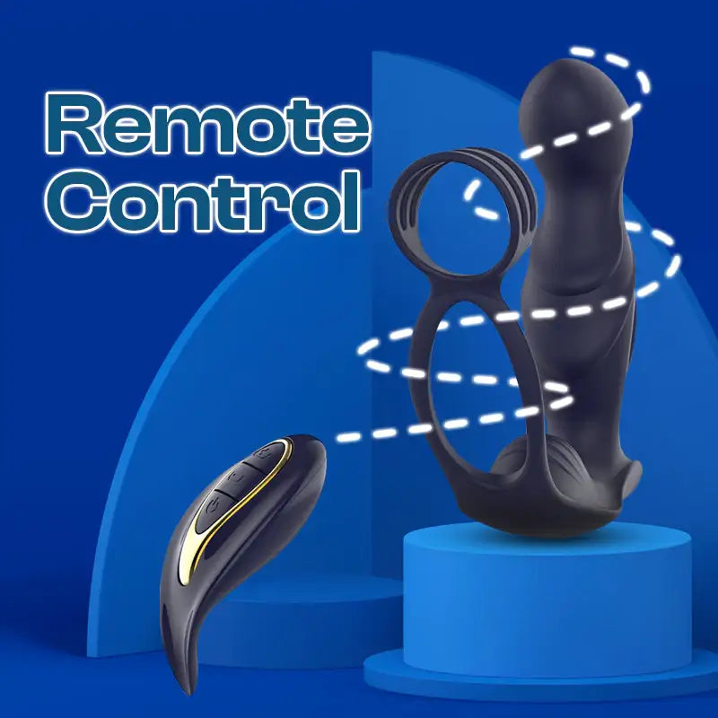 Blue Knight Blaze - Remote Control Vibrating Prostate Massager with Cock Ring - Frisky Business Adult Sex Toys Shop