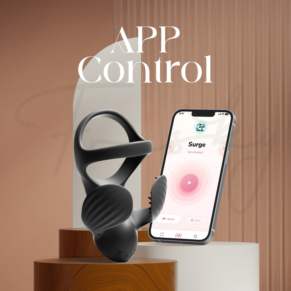 Draven smart vibrating ring connected to Lovespouse app for remote partner control