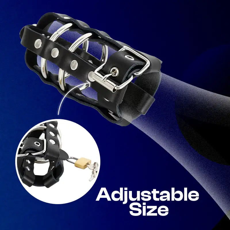 Ebon Hold - Male Leather Chastity Cage - Frisky Business Adult Sex Toys Shop