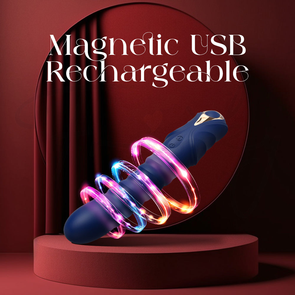 Charging feature of Indigo Motion showing magnetic USB connection and illuminated base port.