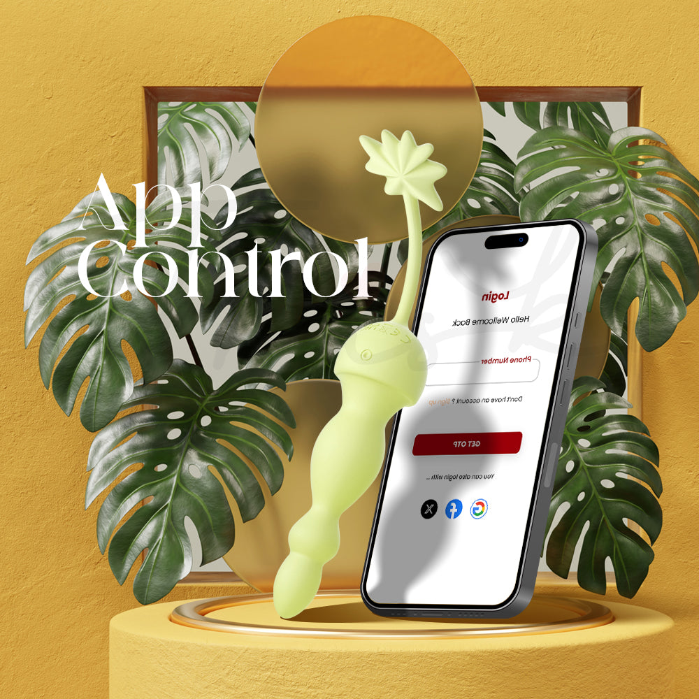 App controlled silicone pleasure wand shown with smartphone connectivity feature