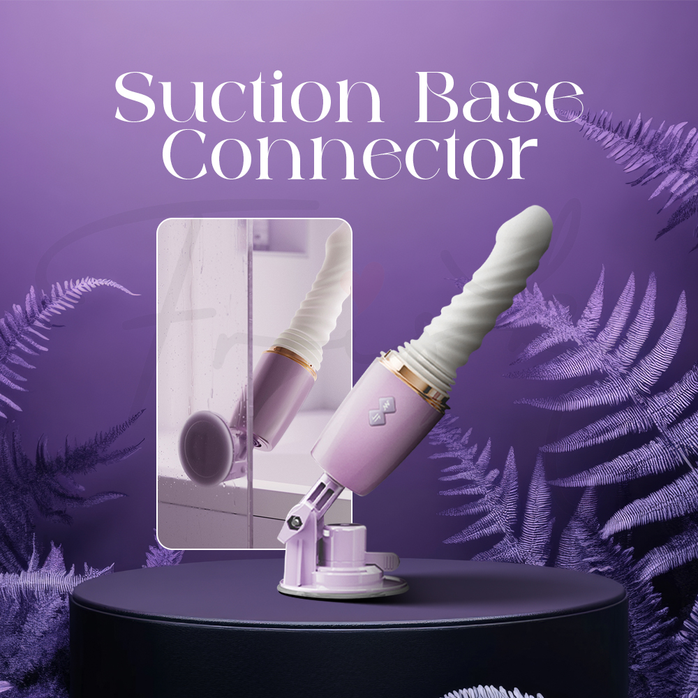 Vibrator attached to transparent suction base showing stable hands-free mounting option