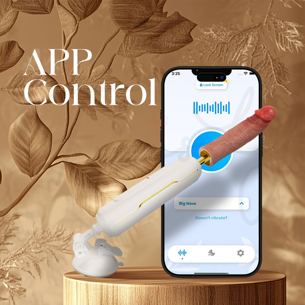 Device connected to smartphone app interface demonstrating remote control features
