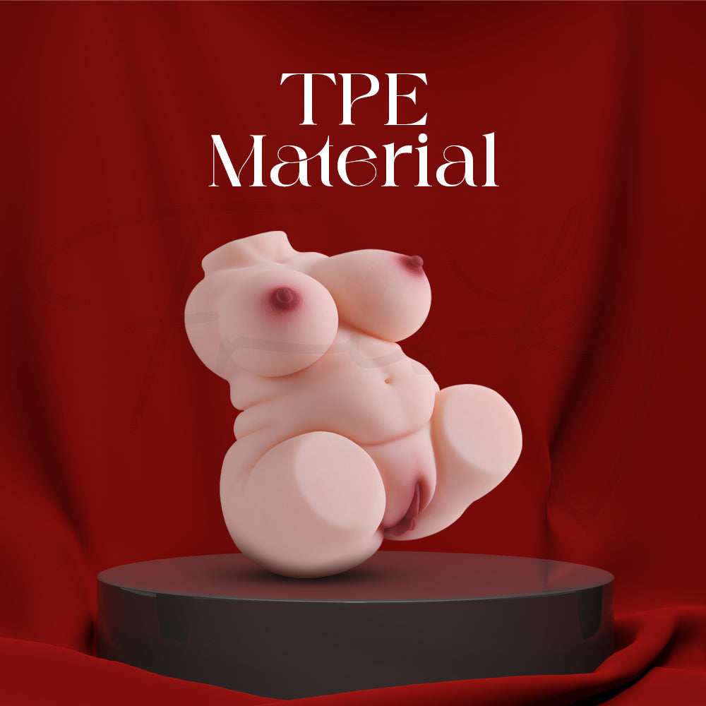 Realistic torso model on platform emphasizing soft TPE material and flexible lifelike texture