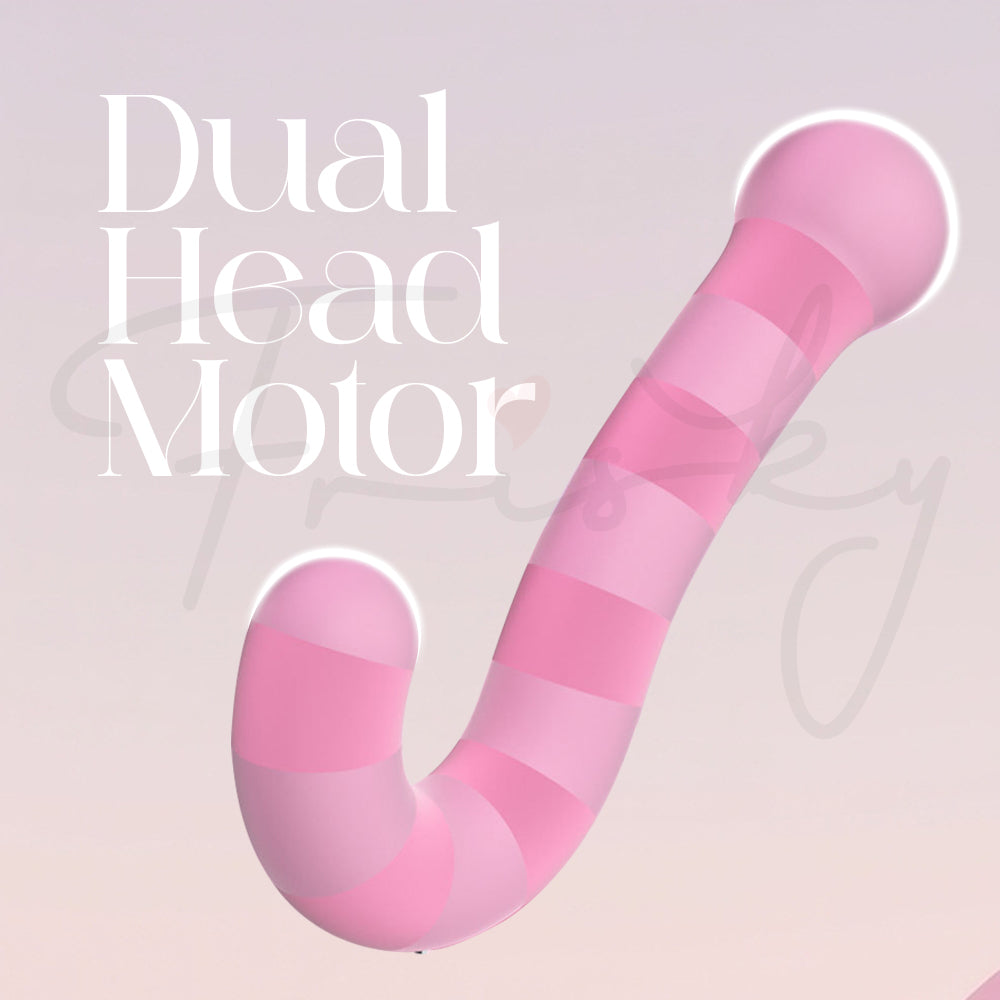 Dual-ended vibrator featuring two powerful motors for simultaneous internal and external stimulation