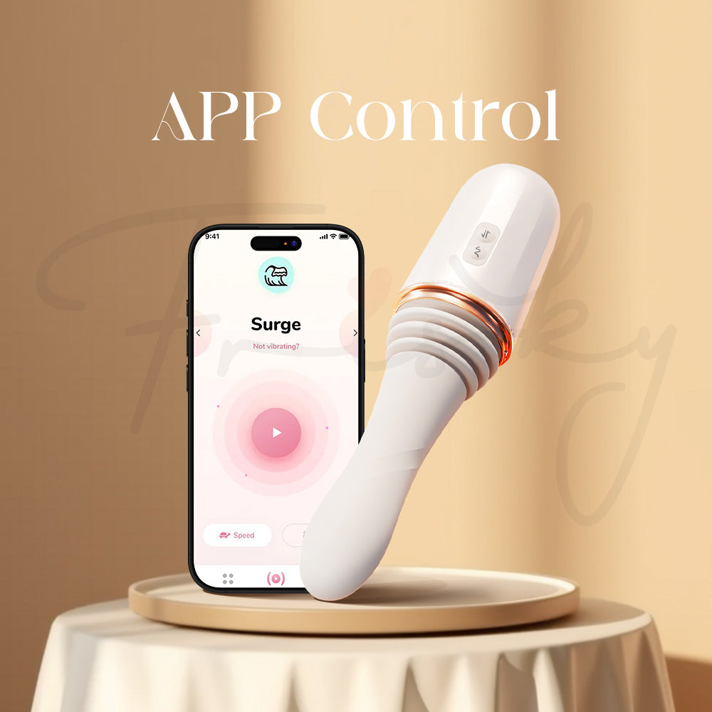 Sweet Motion device controlled via smartphone app for customizable hands-free experience.