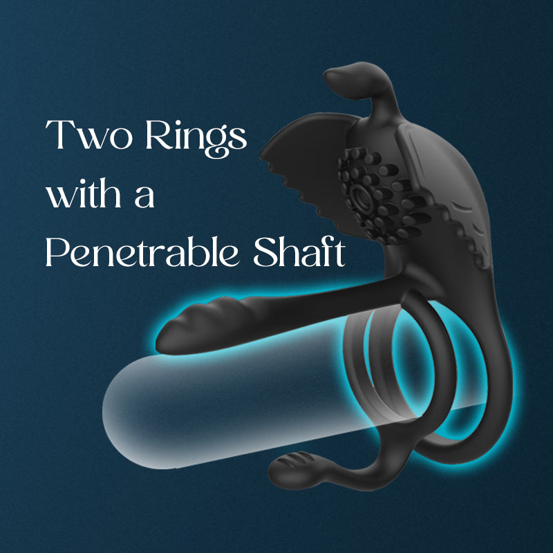 The PleasurePair Penetrable Vibrating Dual Cock Ring