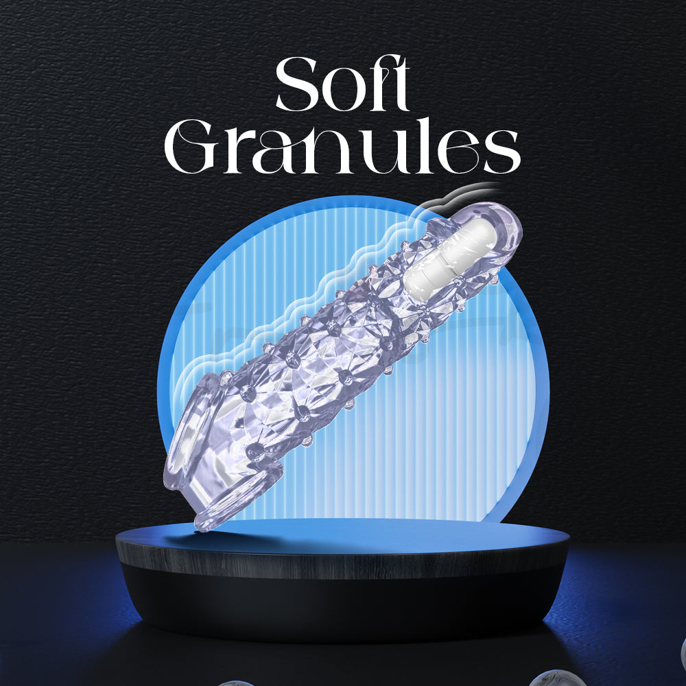 Extender sleeve on lit stand showcasing the soft internal granule textures