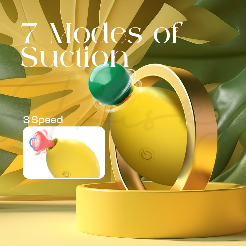 Yellow bullet vibrator highlighting seven vibration modes with soft lighting