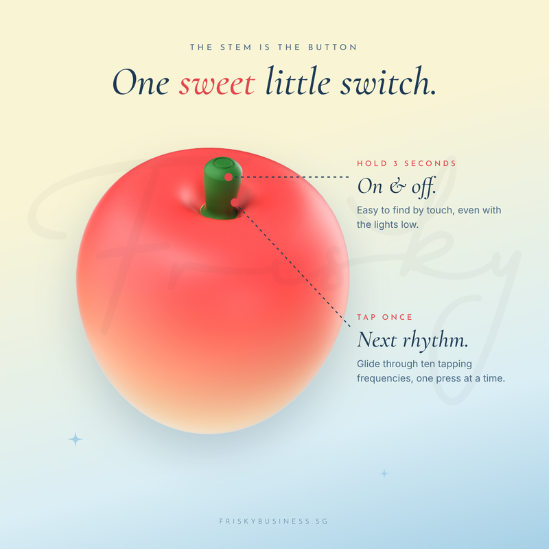 One sweet little switch graphic with the apple massager and on/off button callouts on blue