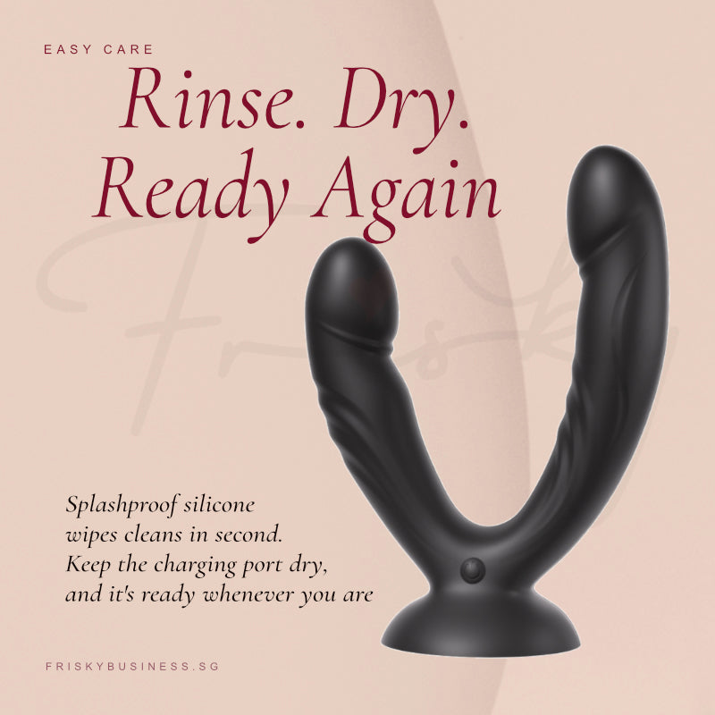 TwinTease - Dual Dildo Vibrator With Suction Cup and Remote Control, Female Rechargeable Sex Toys