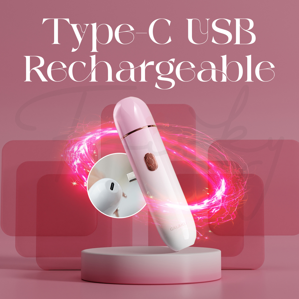 Coco with Type-C USB charging cable and port highlighted for easy recharging.