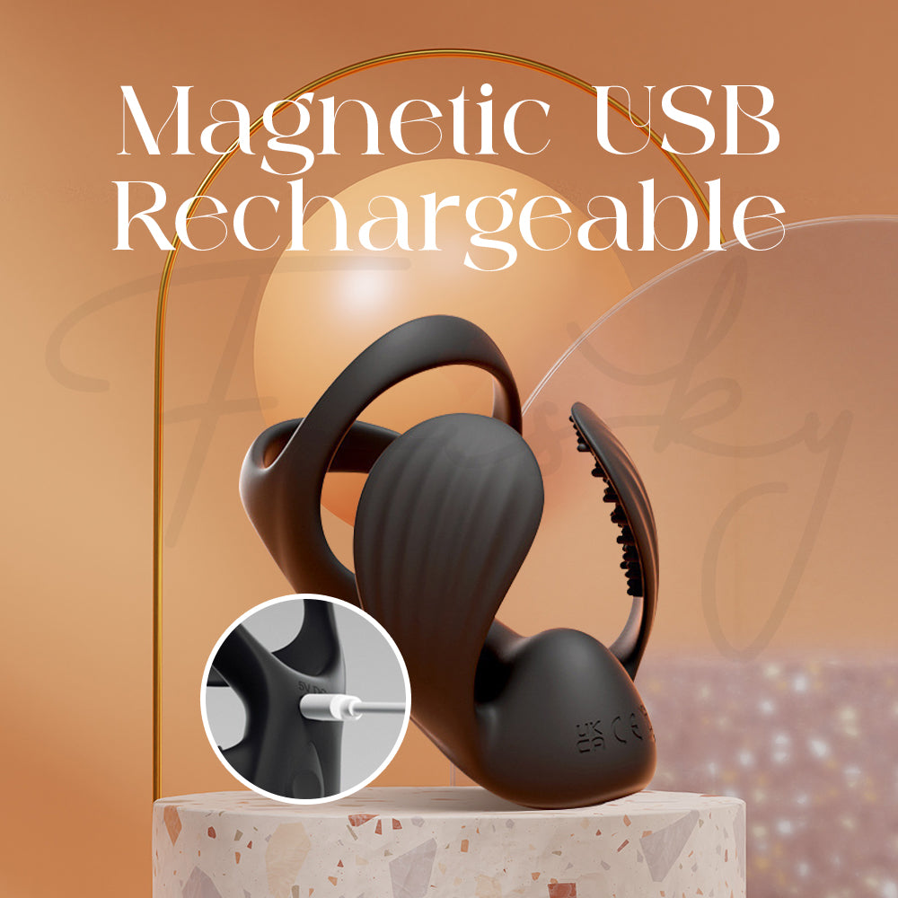 Draven cock ring with magnetic USB charging cable for convenient power-up