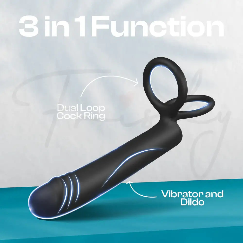 Infinity Vibe - Vibrating Cock Ring With Dual Loops + Dildo Vibrator, Adult Male & Couple Rechargeable Sex Toys - Frisky Business Adult Sex Toys Shop