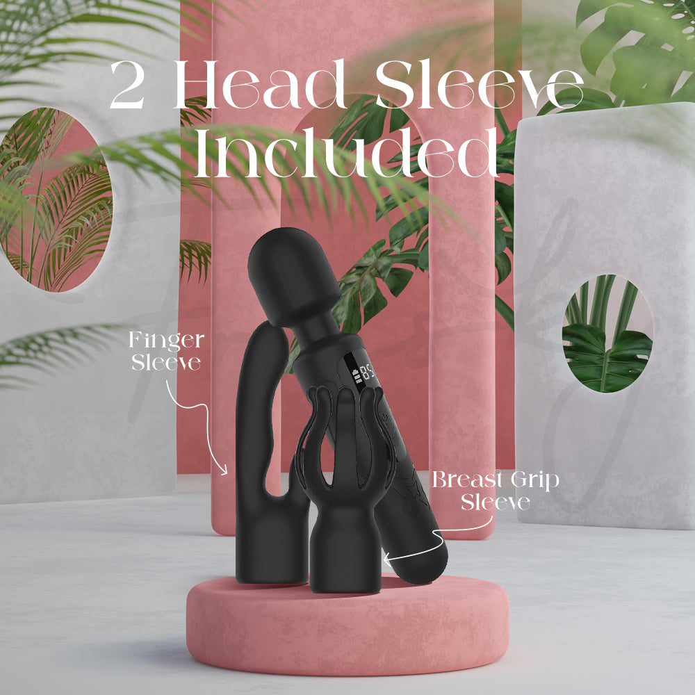 Breast grip sleeve and finger sleeve shown beside wand to highlight attachments.