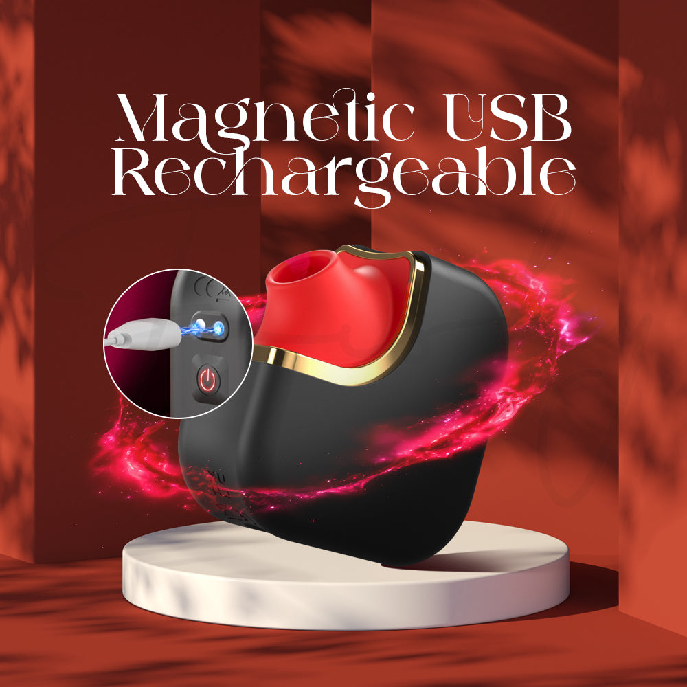 Magic Cube suction vibrator showing magnetic USB rechargeable charging feature