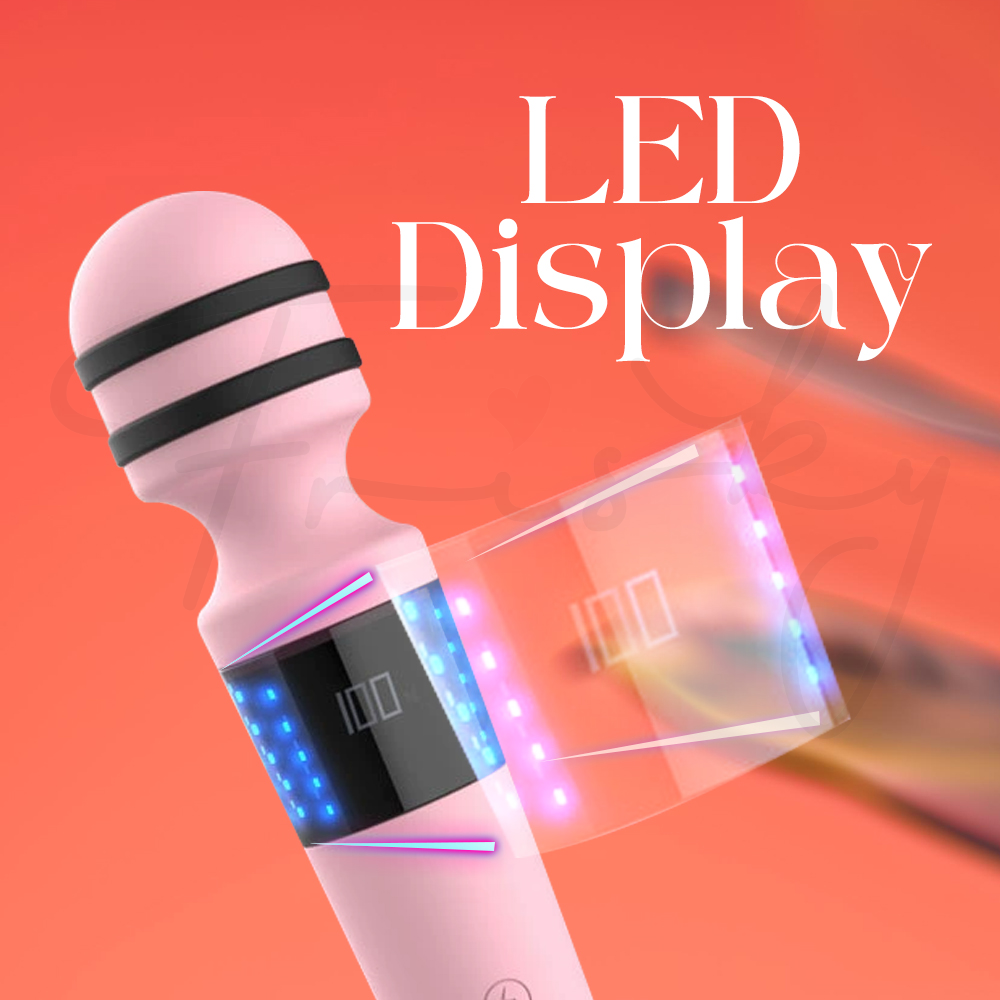 Roge - Electric Shock LED Display AV Wand Vibrator, Adult Female Rechargeable Sex Toys