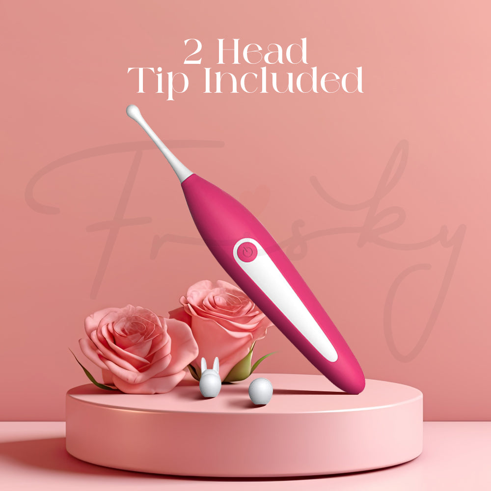 Rosy Pulse vibrator with two interchangeable head tips for customized stimulation