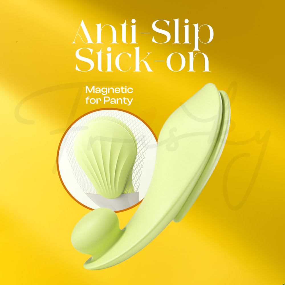 Magnetic wearable vibrator securely attaches to panty, hands-free discreet pleasure.