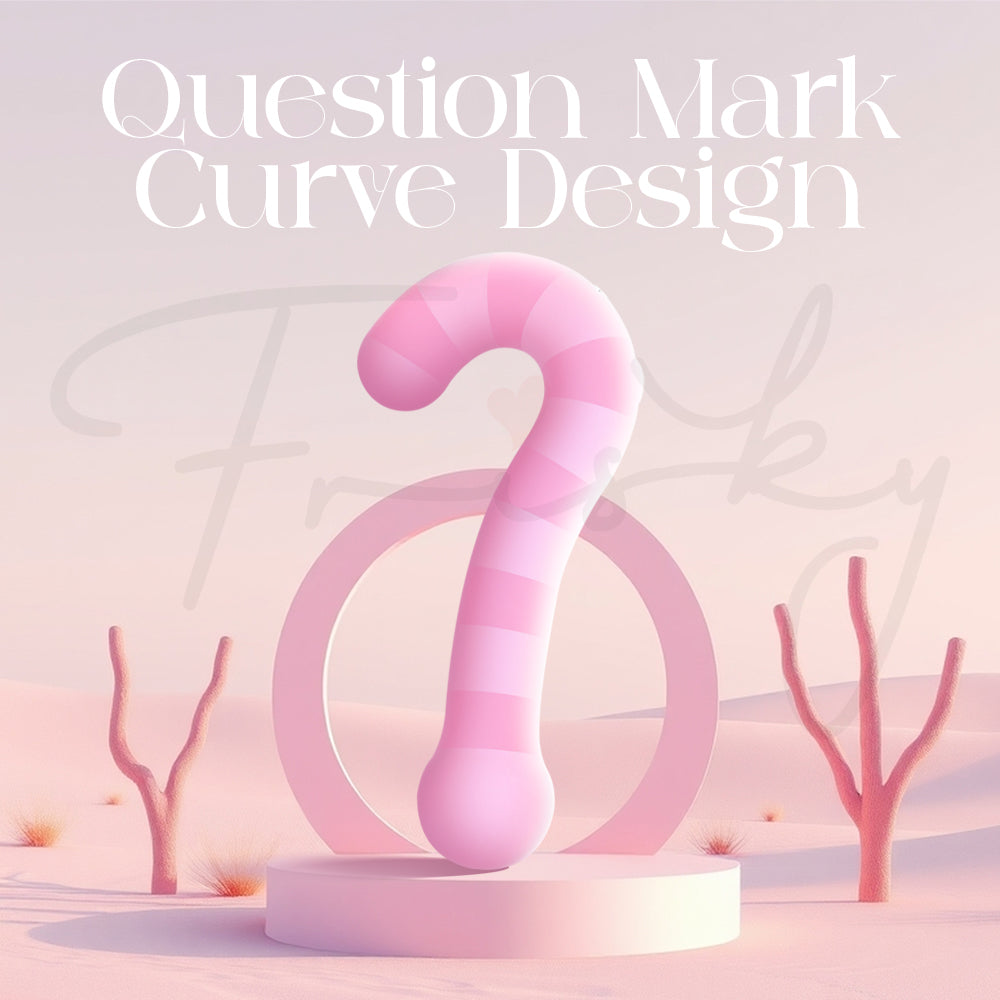 Distinctive question-mark-shaped vibrator showcasing its ergonomic curve for targeted pleasure zones