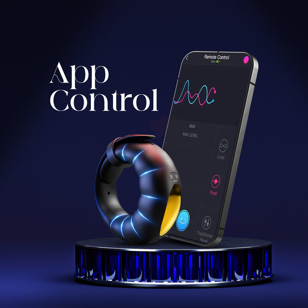 Smartphone interface controlling the Shared Vibe ring through wireless app connection.