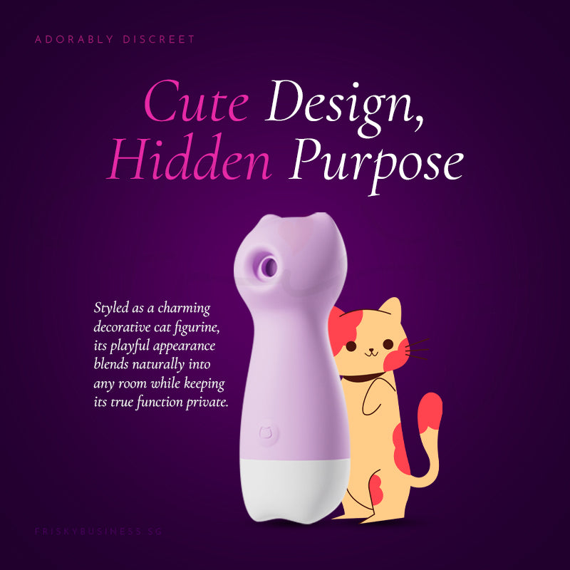 Decorative cat figurine with a hidden purpose on a purple background