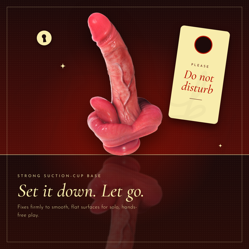 Set it down, let go graphic with the vibrator and a small hanging tag