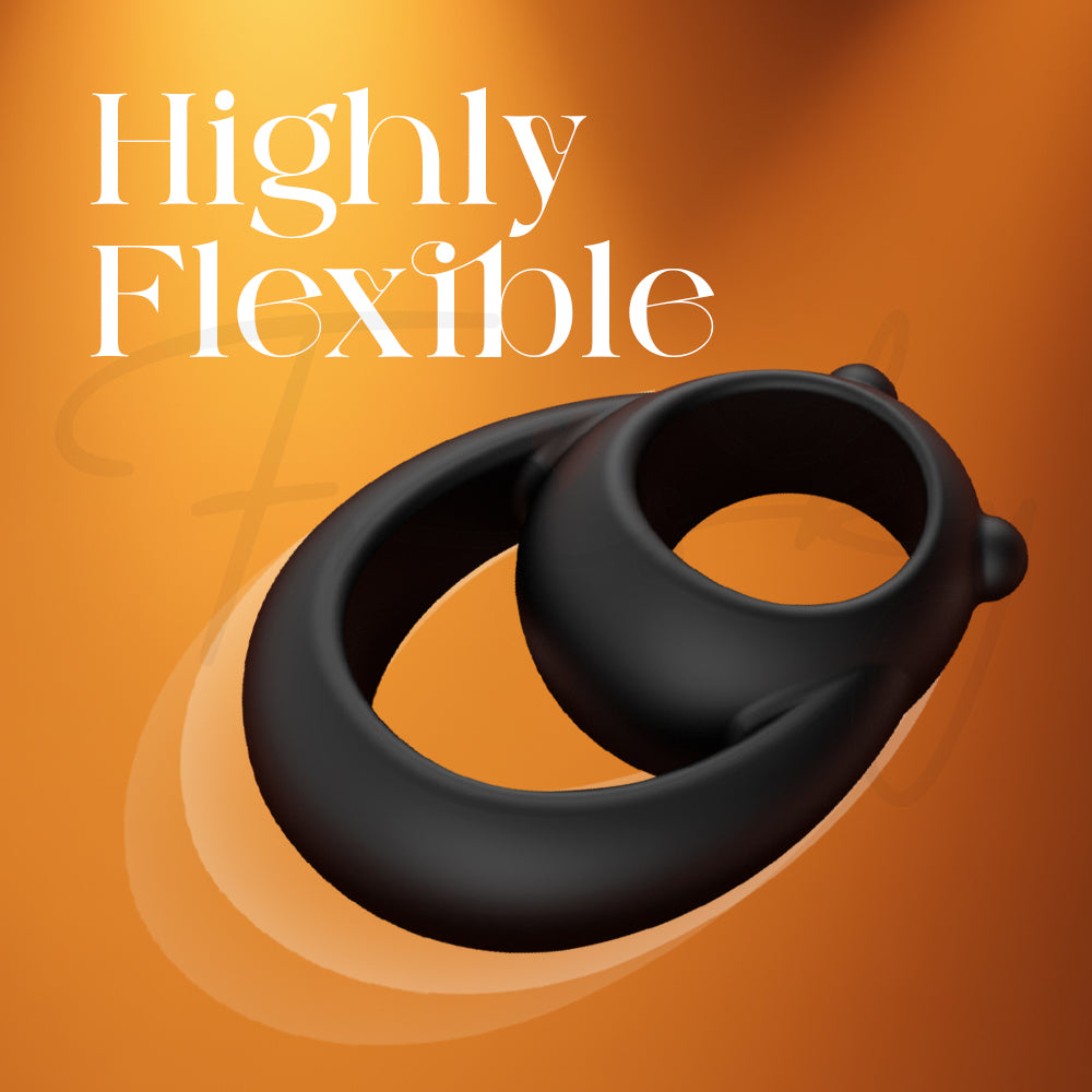 Stretchable silicone cock ring showing flexible adaptive ergonomic shape design