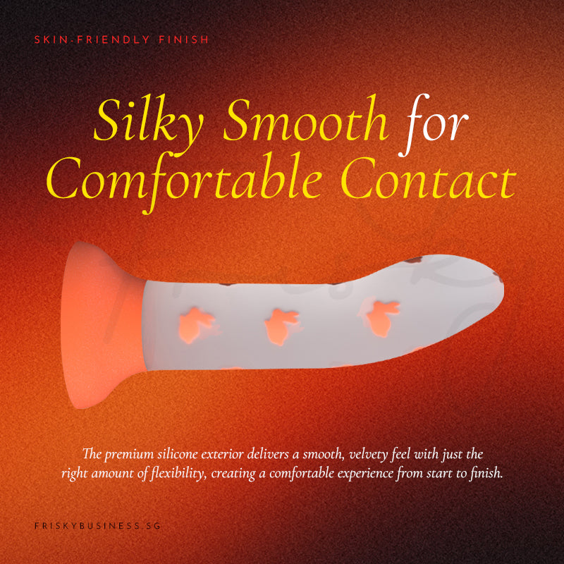 Bloom Glow silicone toy with smooth contours and soft textured butterfly accents
