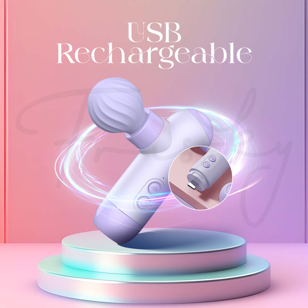 USB rechargeable dual-head vibrator displayed with charging capability focus