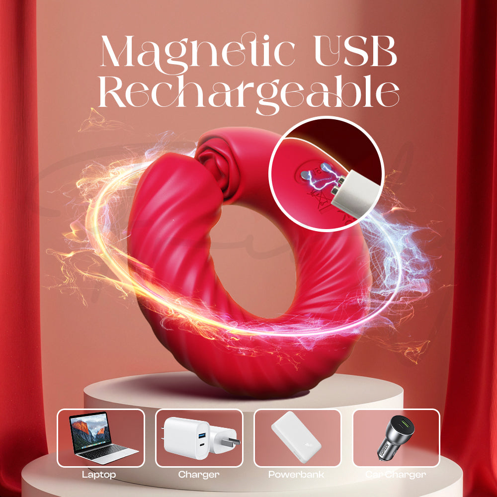 Magnetic USB rechargeable cock ring showing convenient and secure charging