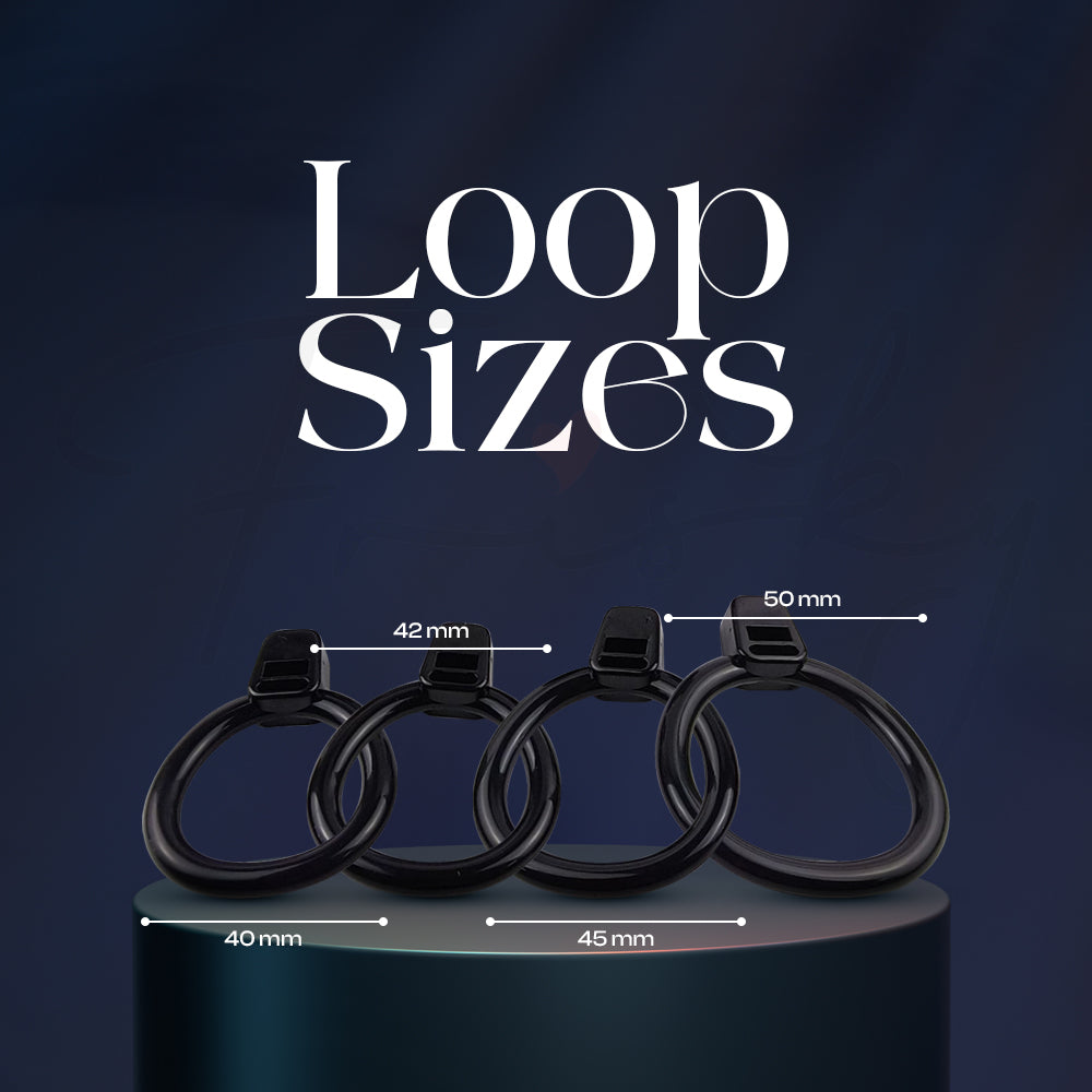 Different loop size options for the Dragon Lock cage arranged neatly on display.