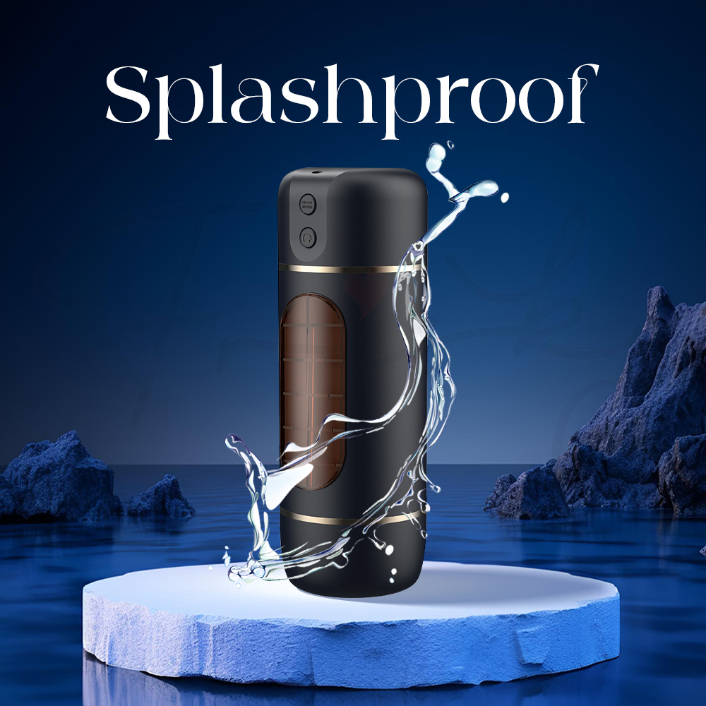 Fluxion surrounded by water splashes, emphasizing water resistance.