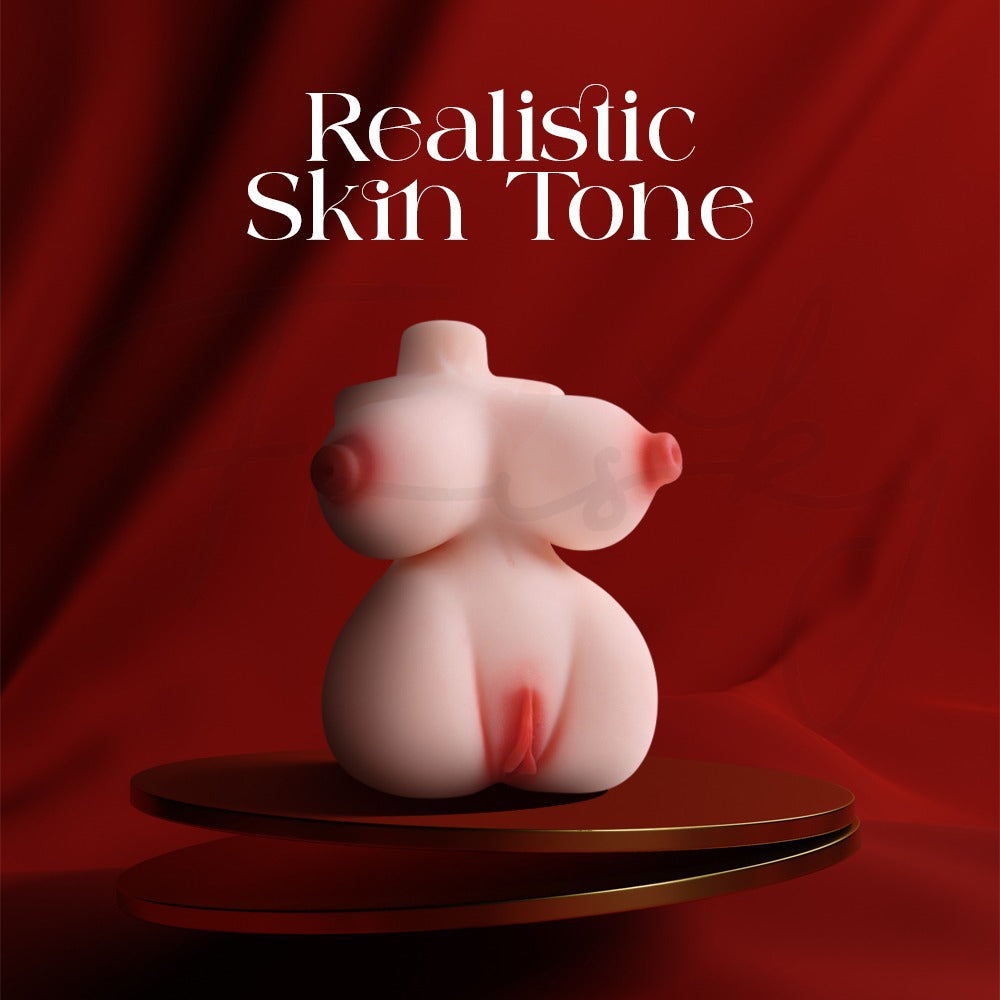 Realistic male torso masturbator with natural skin tone finish display