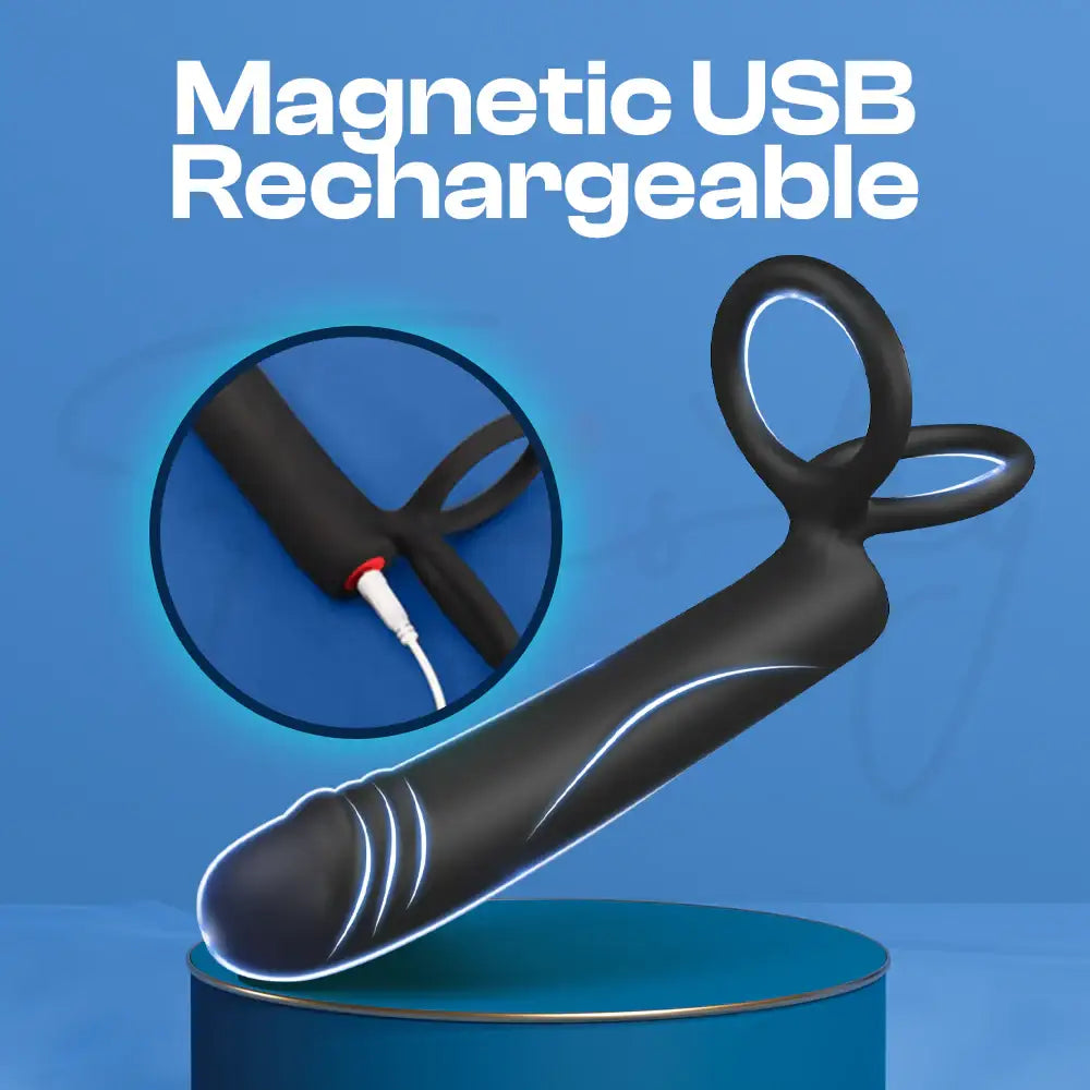 Infinity Vibe - Vibrating Cock Ring With Dual Loops + Dildo Vibrator, Adult Male & Couple Rechargeable Sex Toys - Frisky Business Adult Sex Toys Shop