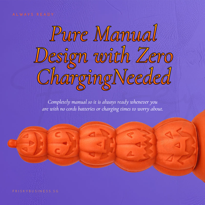 Manual design graphic with the orange pumpkin plug laid horizontally, no charging needed