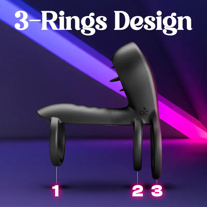 Midnight Trio – Three-ring Vibrating Cock Ring - Frisky Business Adult Sex Toys Shop