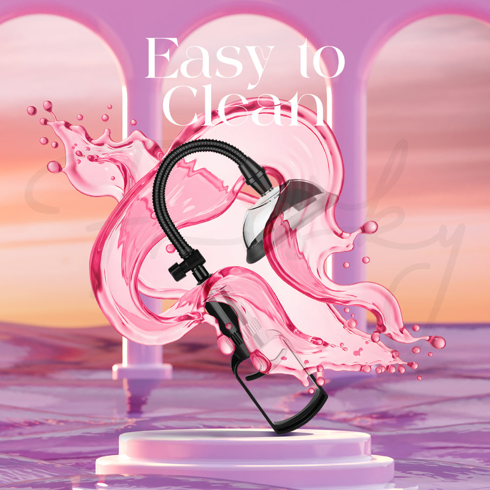 Pump Lush suction cup resting on pink satin fabric, highlighting its luxurious and feminine design.