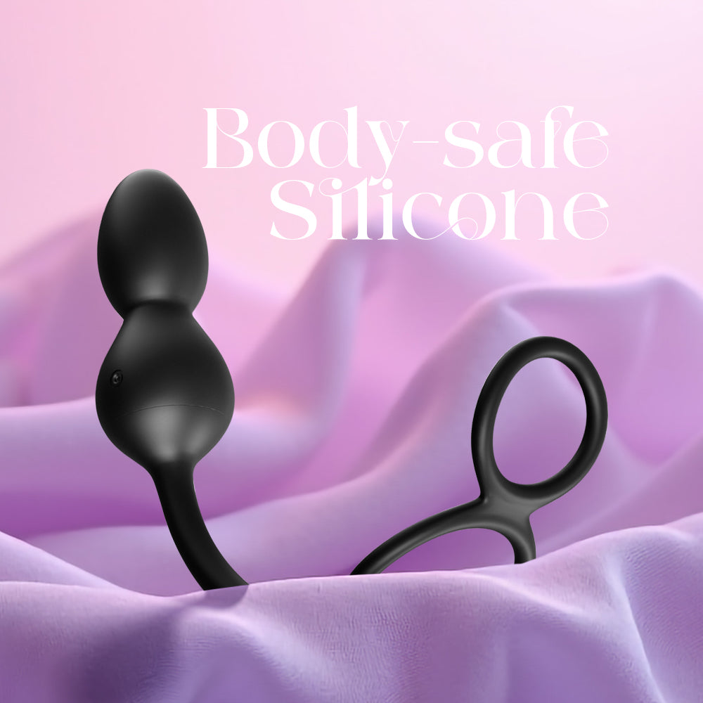 Body-safe silicone anal beads highlighted with smooth texture and flexible loop handle design