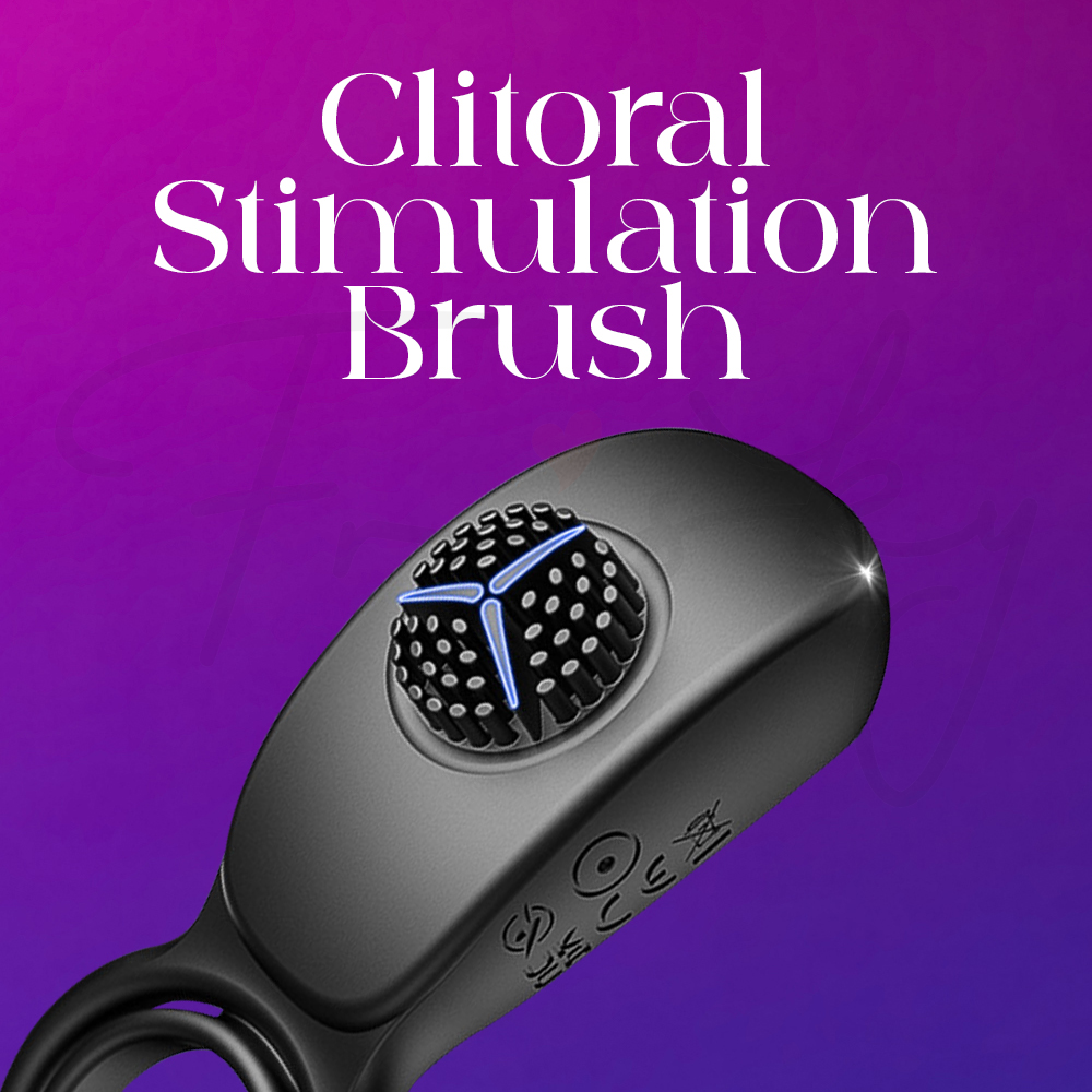 Close-up view of soft clitoral brush feature on Rio Lock vibrator.