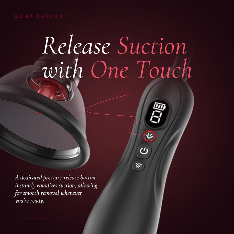 Black handheld device with suction control on a dark background
